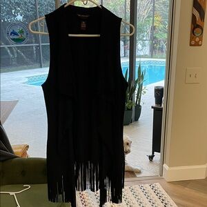 Bit & Bridle Black Vest with Fringe
